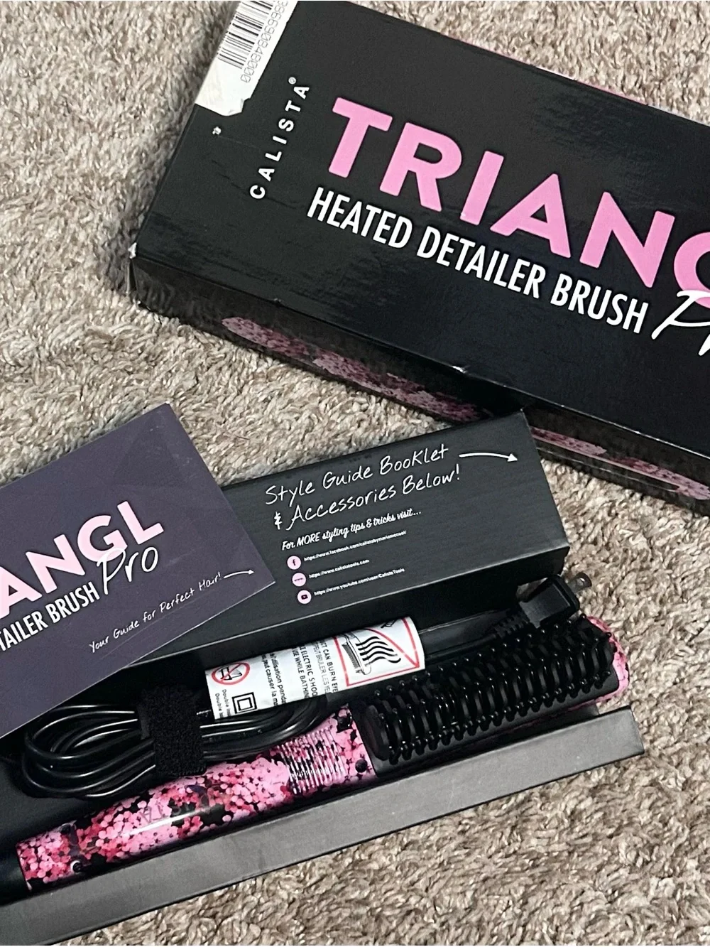 Calista TRIANGLE Heated Detailer Brush Pro - Pink floral